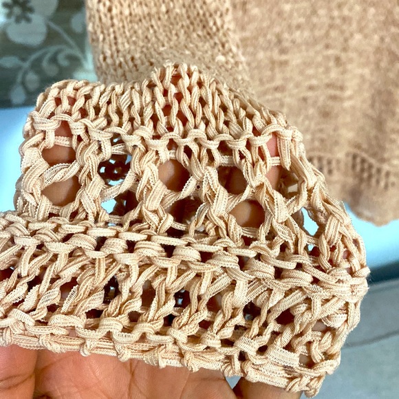 SOFT SURROUNDINGS Crotchet Knit Peach Women’s Sweater Top size Small - Picture 3 of 8